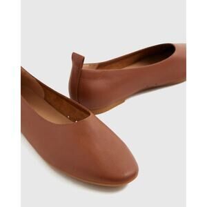 Quince Italian Leather Glove Ballet Flat Cognac 9.5 New